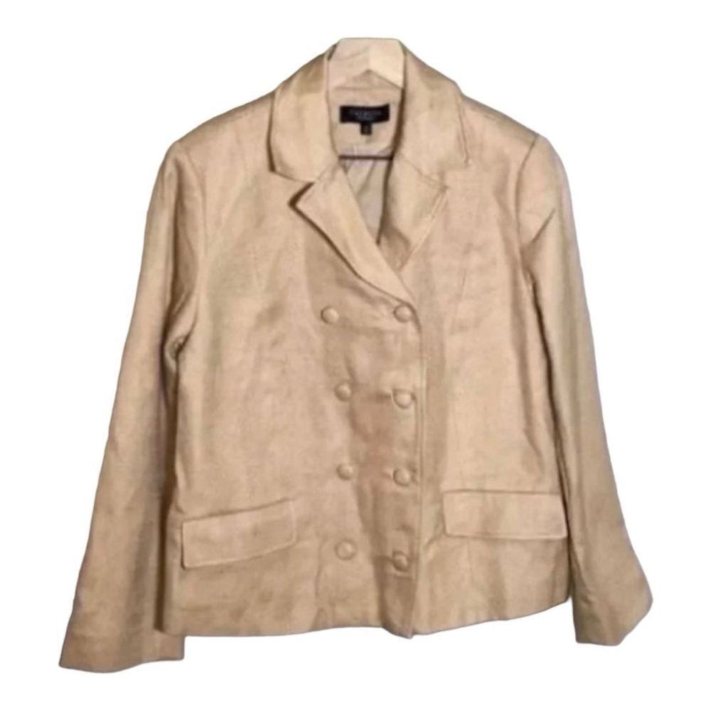 Talbots Double Breasted Blazer Jacket Neutral Career Coat Size‎ 12
